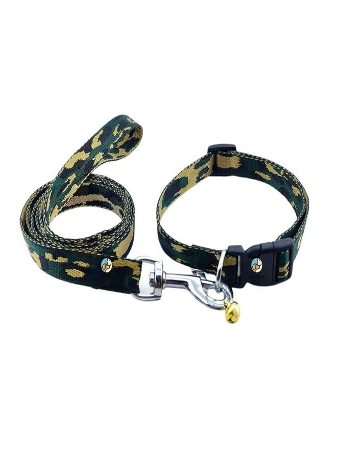 KittuPet طقم طوق ومقود للحيوانات الأليفة من KittuPet، طوق قابل للتعديل للكلاب بنقشة عسكرية، مقود متعدد الألوان، مقاس المقود 10 مم، محيط الرقبة 20-30 سم، قد يختلف اللون - Image 2